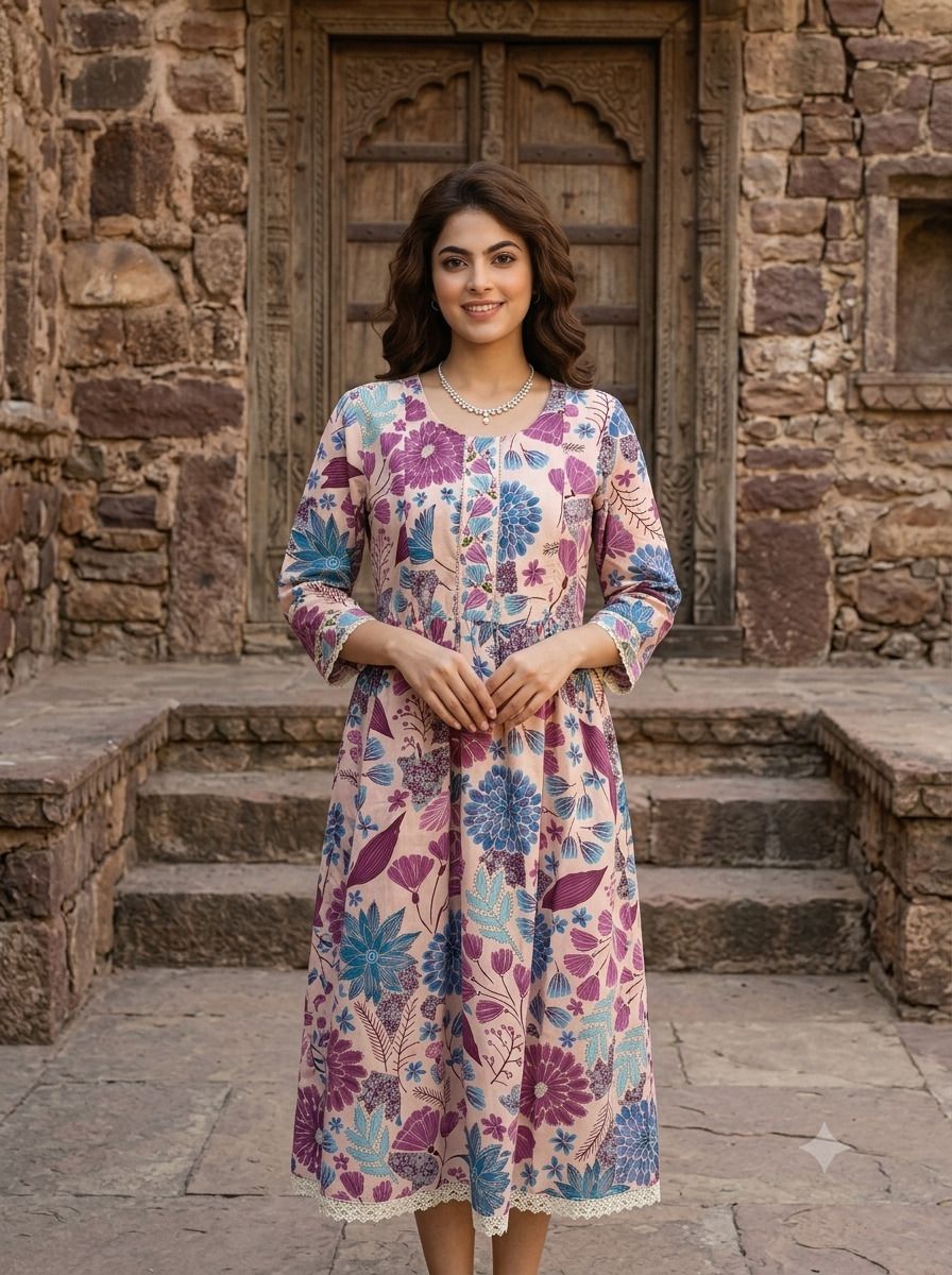 Women Ethnic Dress Purple Midi/Calf Length Dress-image-48