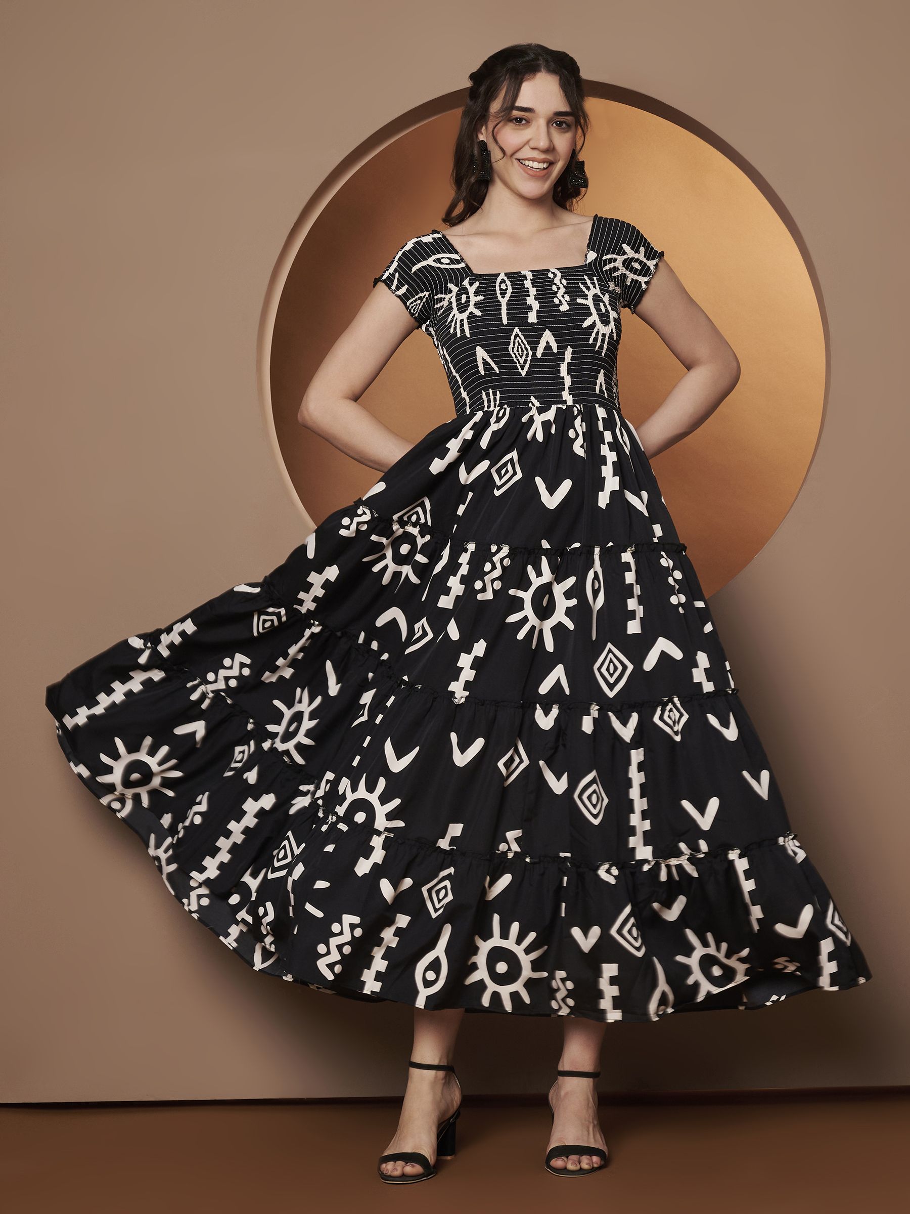Women A-line Black Maxi/Full Length Dress-image-48