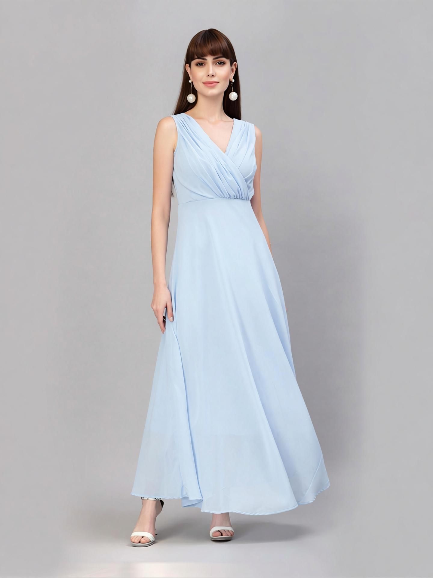 aayu Women Fit and Flare Blue Maxi/Full Length Dress-picture-36