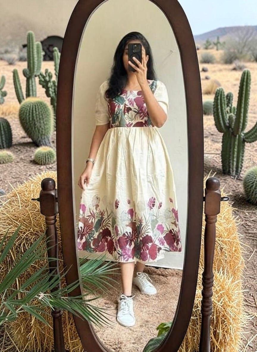 atoz Women Fit and Flare White Midi/Calf Length Dress-picture-26