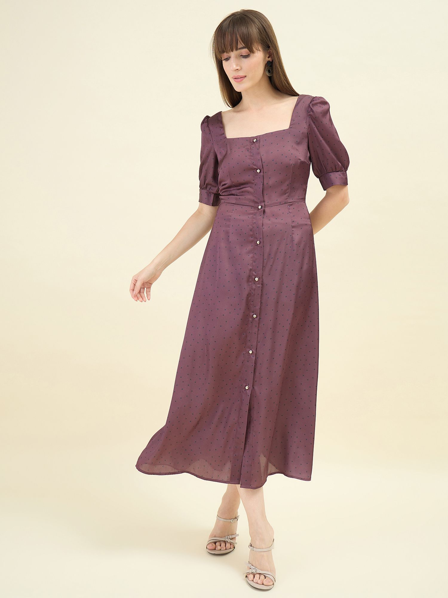 Women A-line Purple Midi/Calf Length Dress-image-15