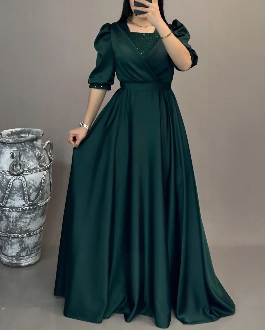 Women Fit and Flare Green Maxi/Full Length Dress-image-32