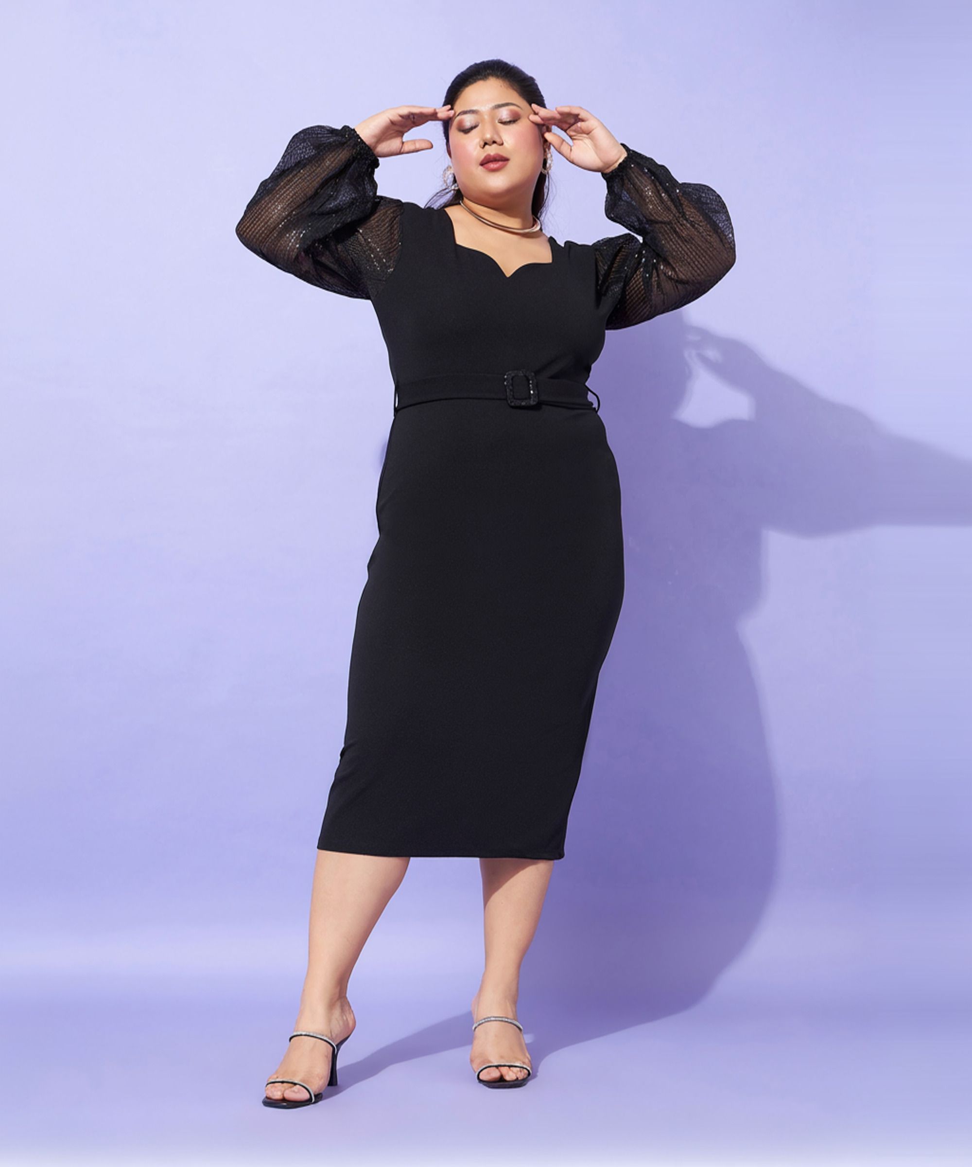 sassafras curve Women Bodycon Black Midi/Calf Length Dress-picture-19