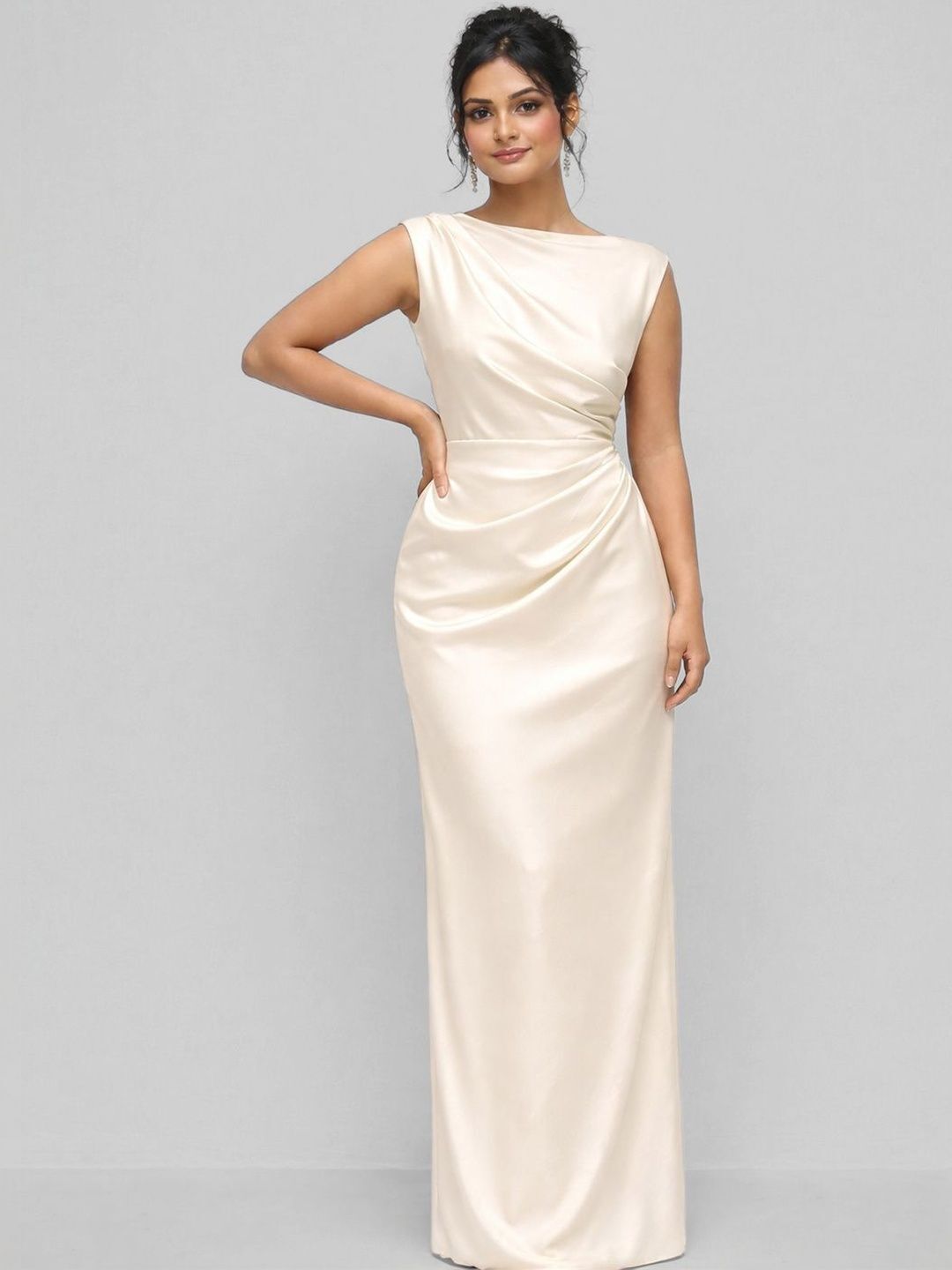 suo Women Sheath White Maxi/Full Length Dress-picture-11
