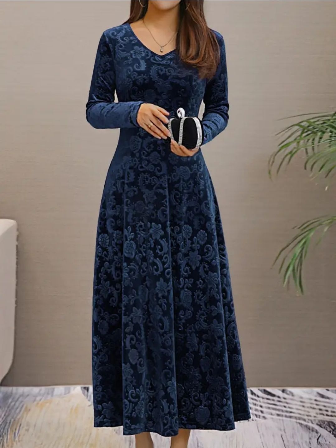 cajuni Women A-line Blue Maxi/Full Length Dress-picture-5