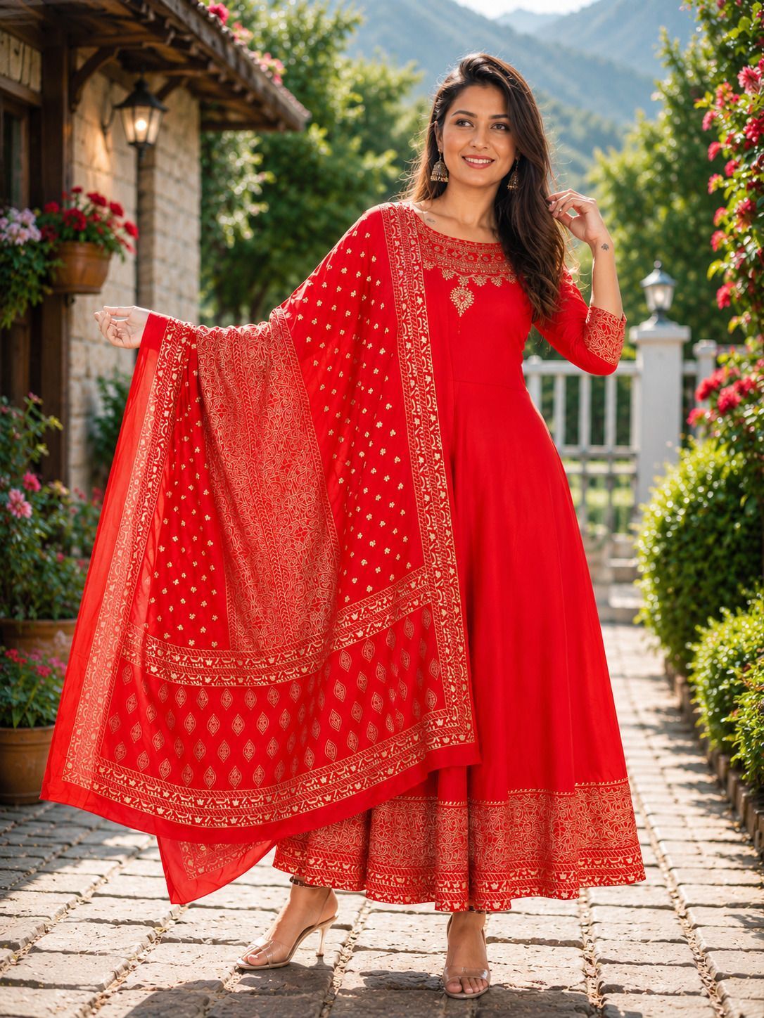 nupital Women Fit and Flare Red Midi/Calf Length Dress-picture-46