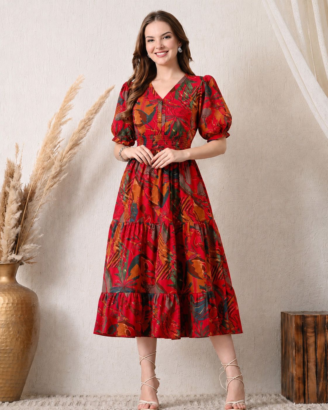 deklook Women Fit and Flare Pink Midi/Calf Length Dress-picture-37