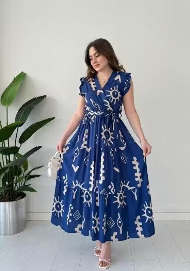 Abstract Cotton Silk Stitched Flared/A-line Gown-image-44