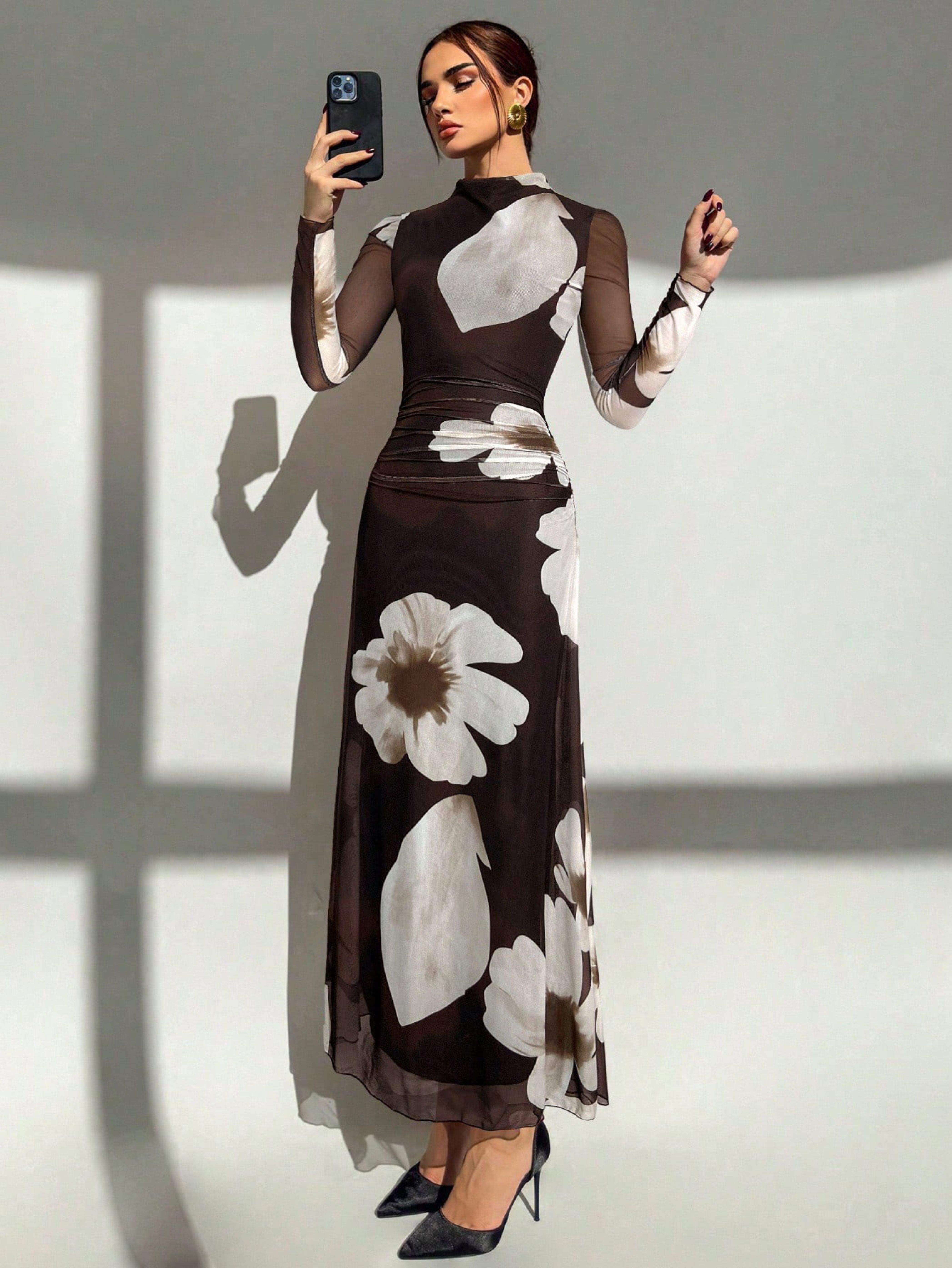 Women Bodycon Brown Maxi/Full Length Dress-image-28
