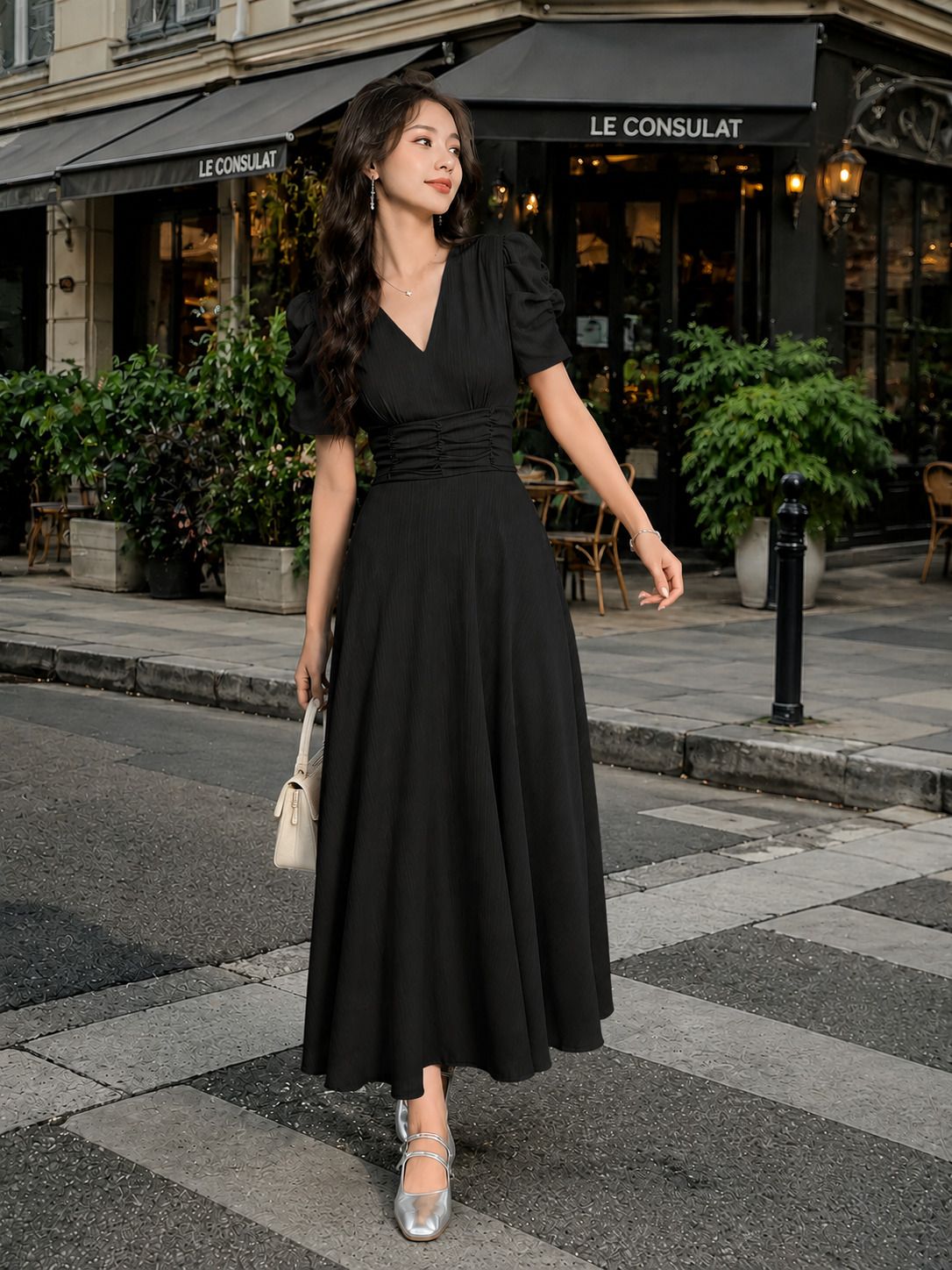metronaut Women A-line Black Below Knee Dress-picture-36