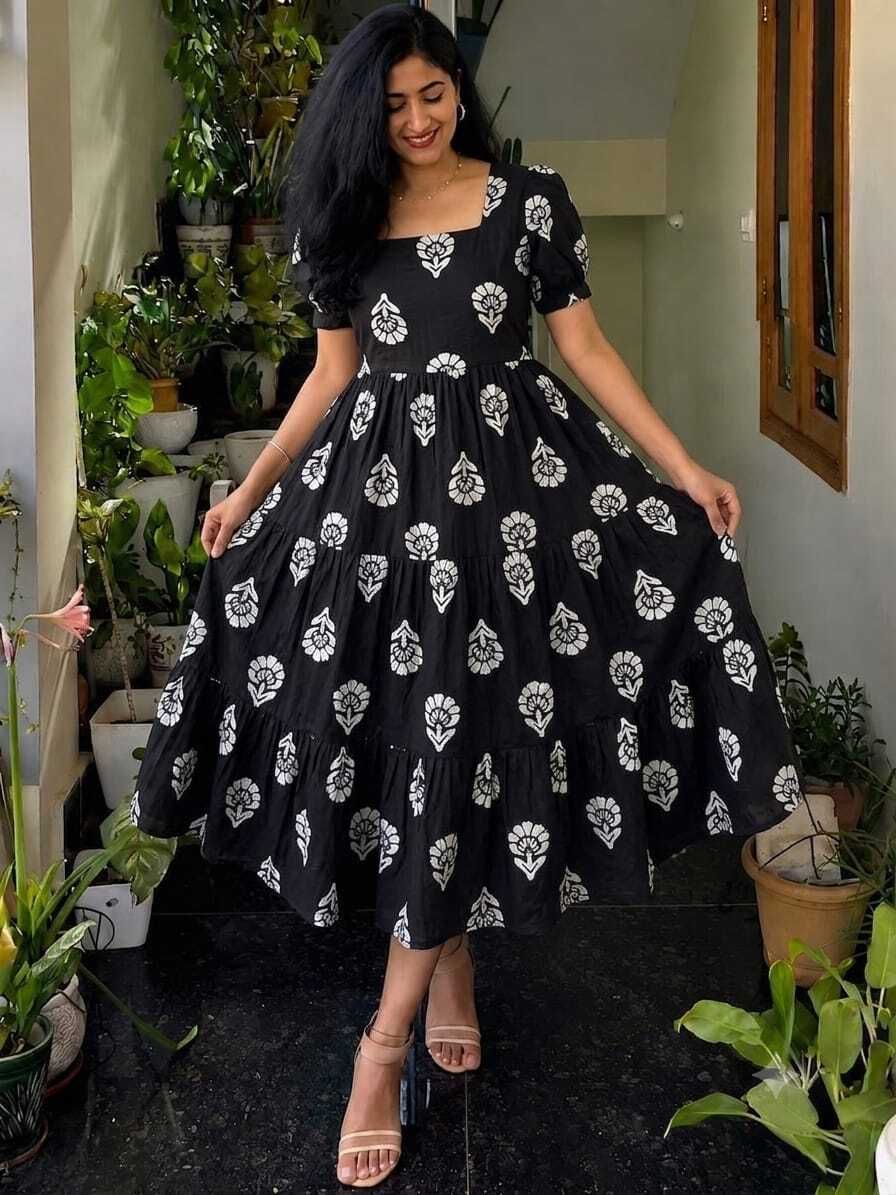 Women A-line Black Knee Length Dress-image-19
