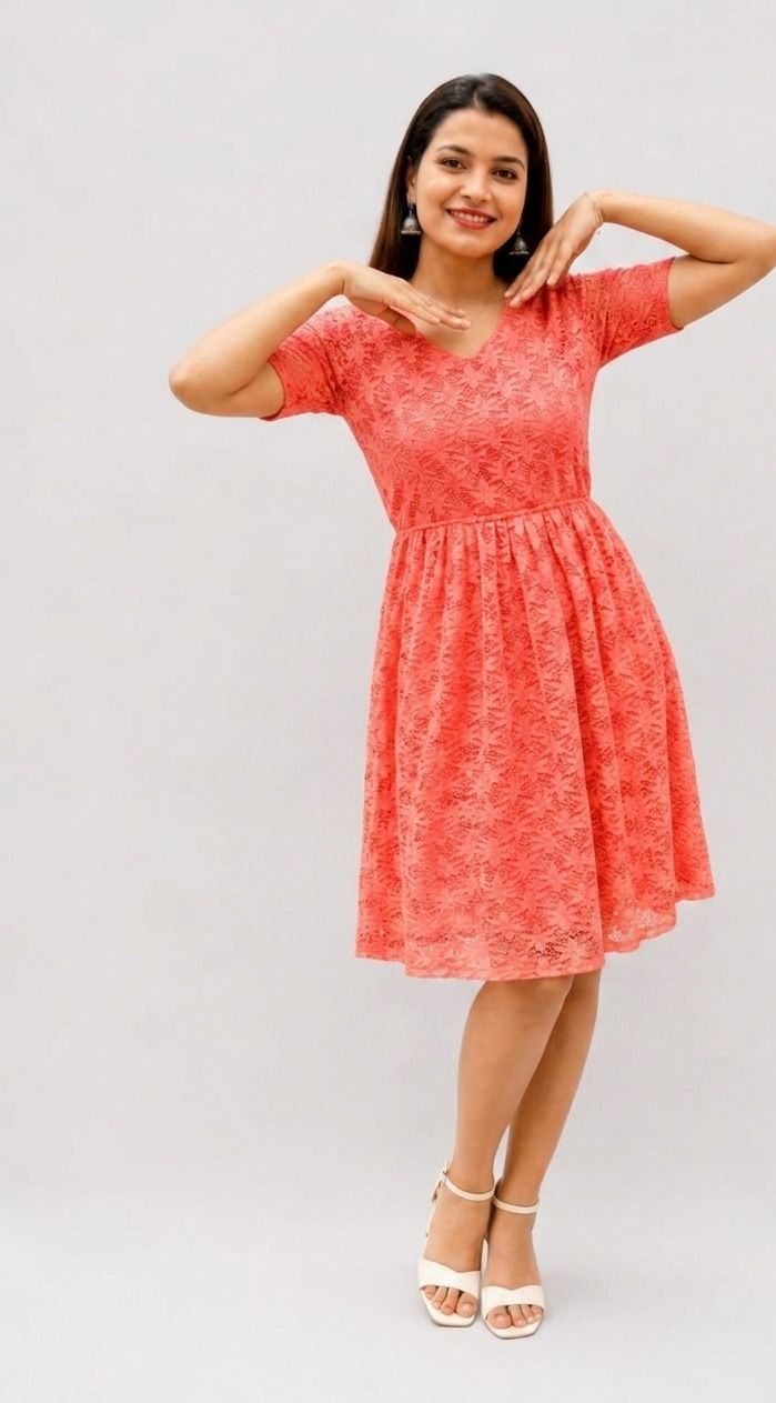 Women A-line Pink Knee Length Dress-image-40