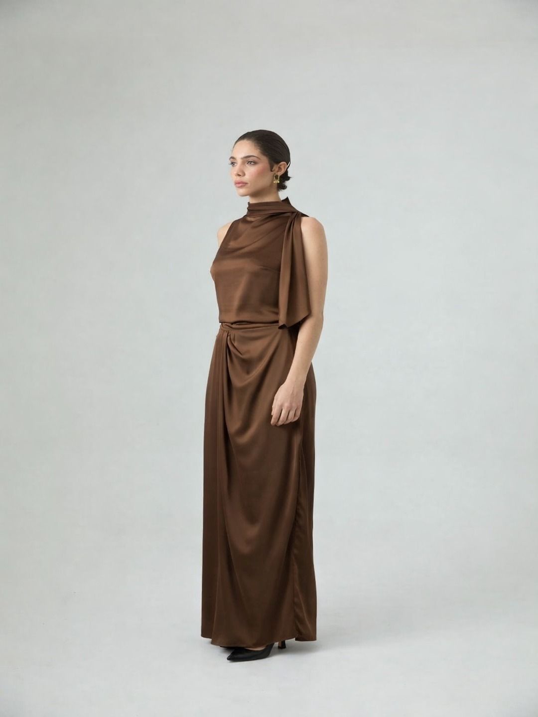 stylia Women Maxi Brown Below Knee Dress-picture-0