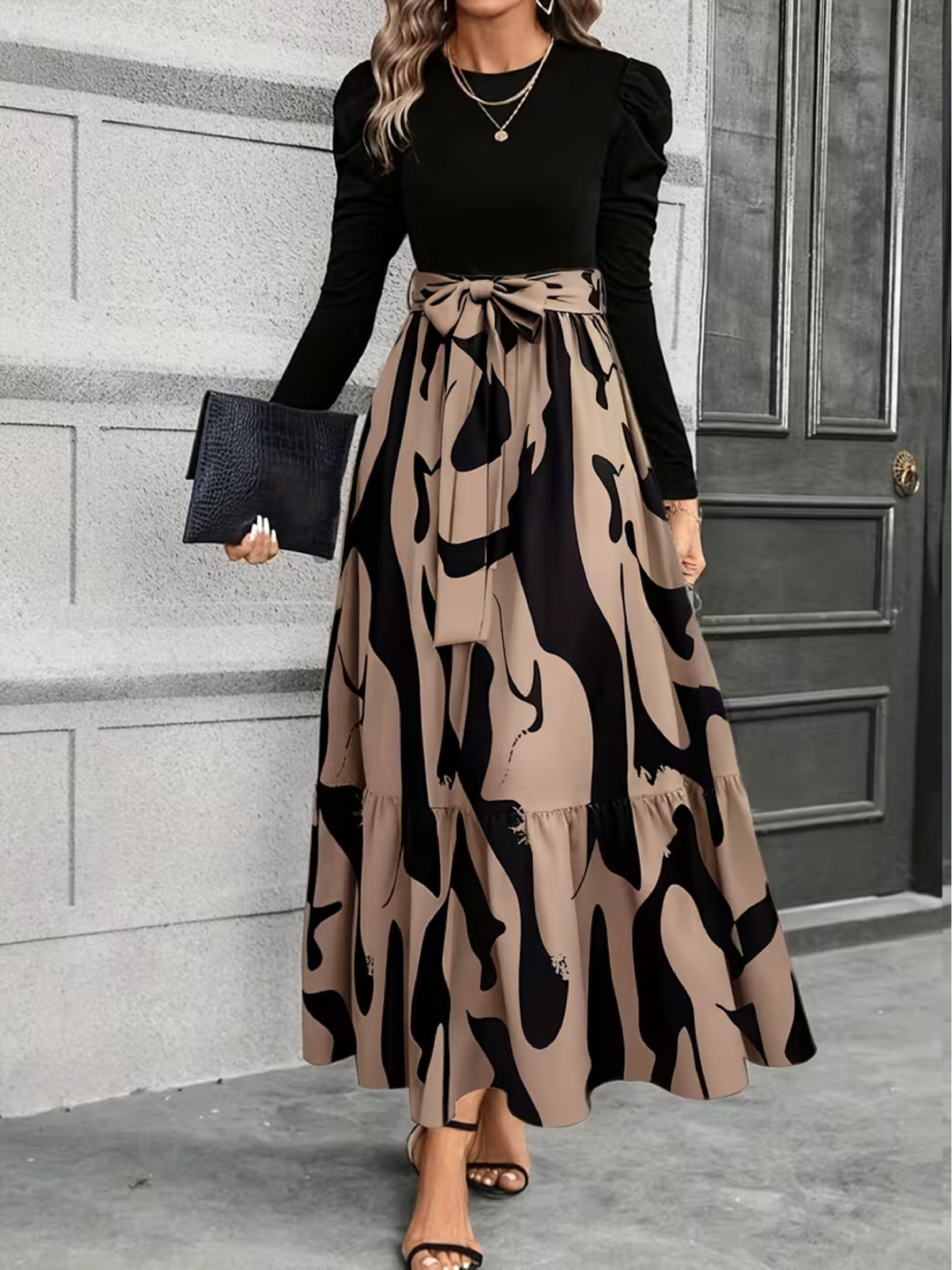 Women Fit and Flare Brown Ankle Length Dress-image-47