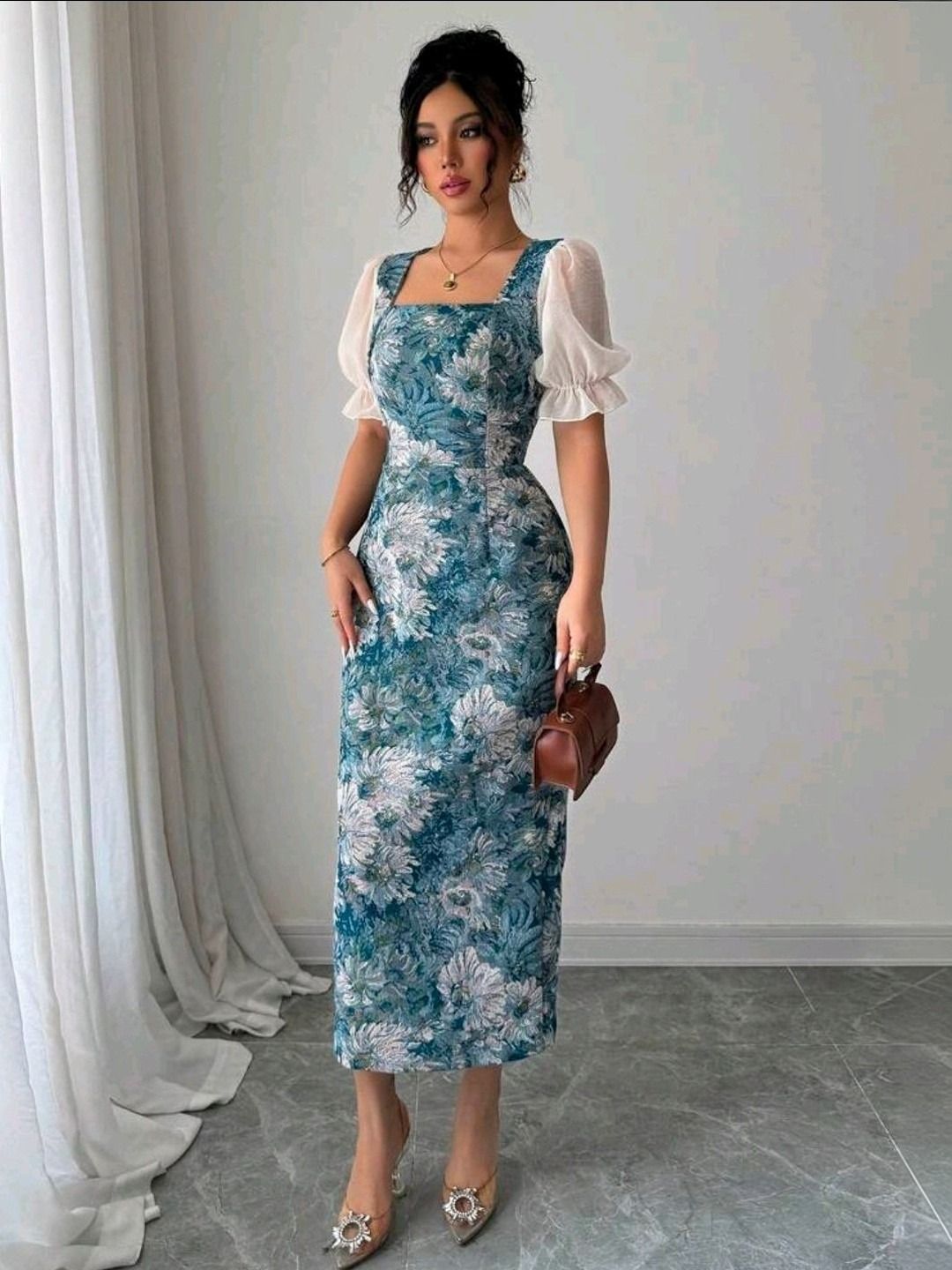 Women Bodycon Blue Maxi/Full Length Dress-image-34