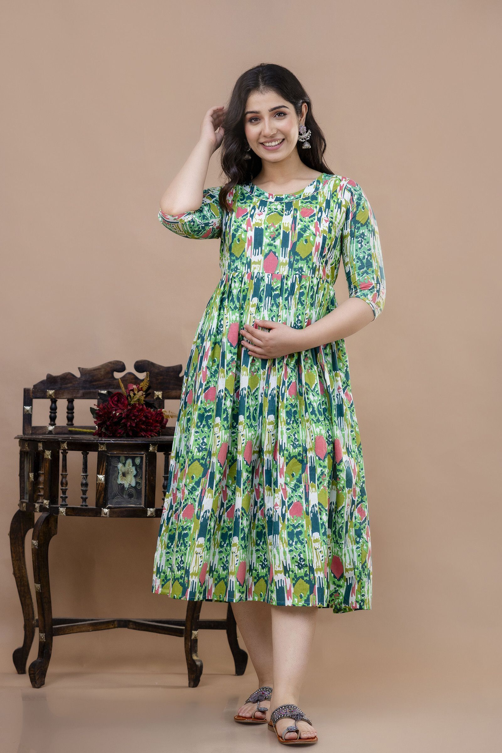 Women Maxi Green Midi/Calf Length Dress-image-31