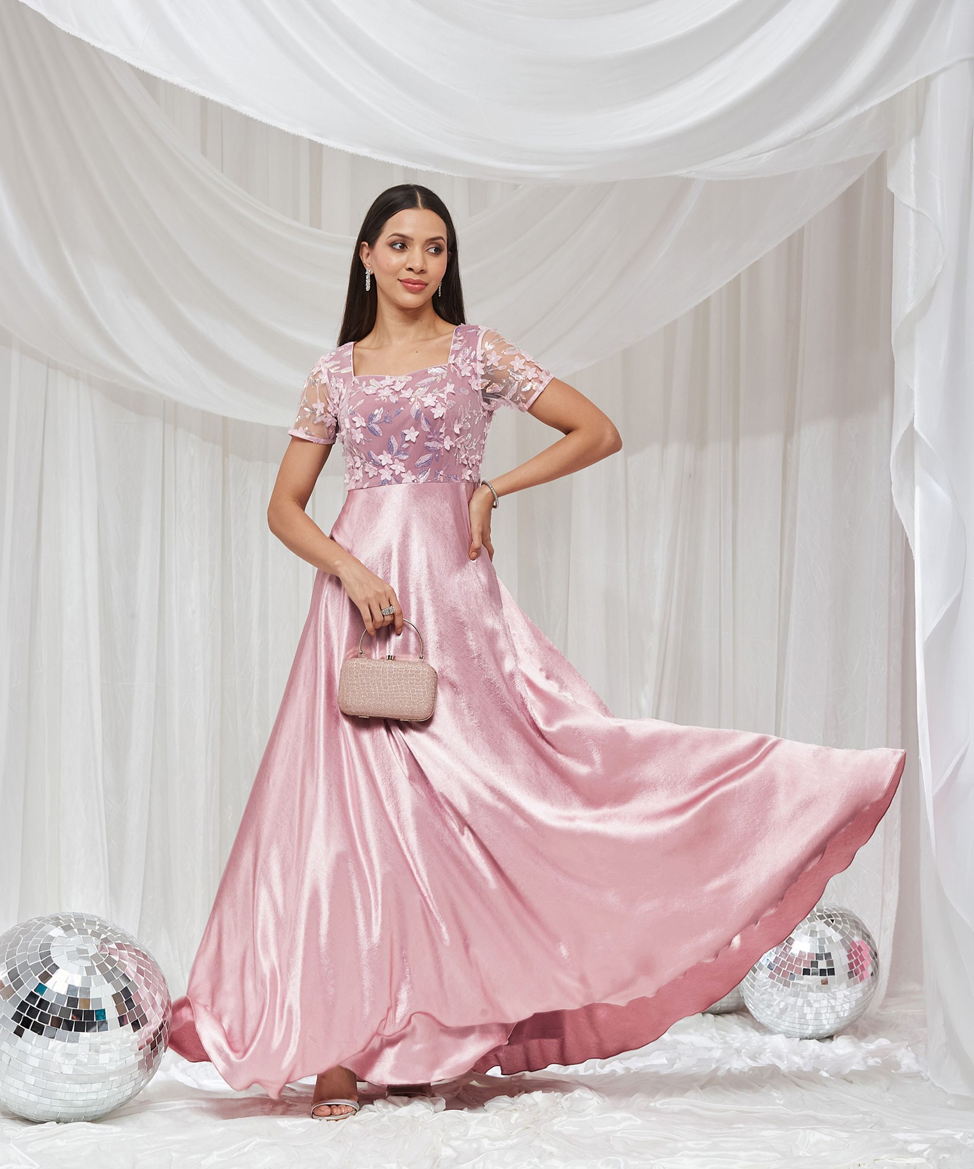 Women Maxi Pink Full Length Dress-image-25