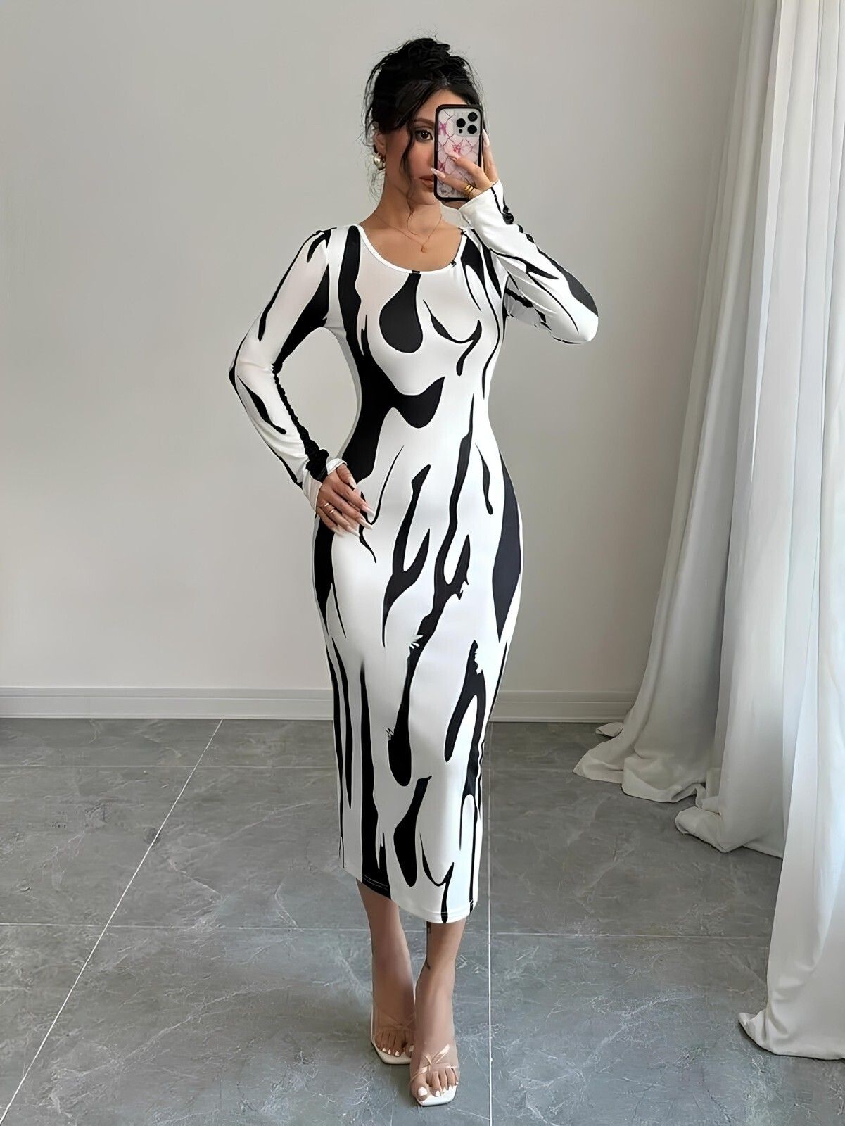 Women Bodycon White Midi/Calf Length Dress-image-15