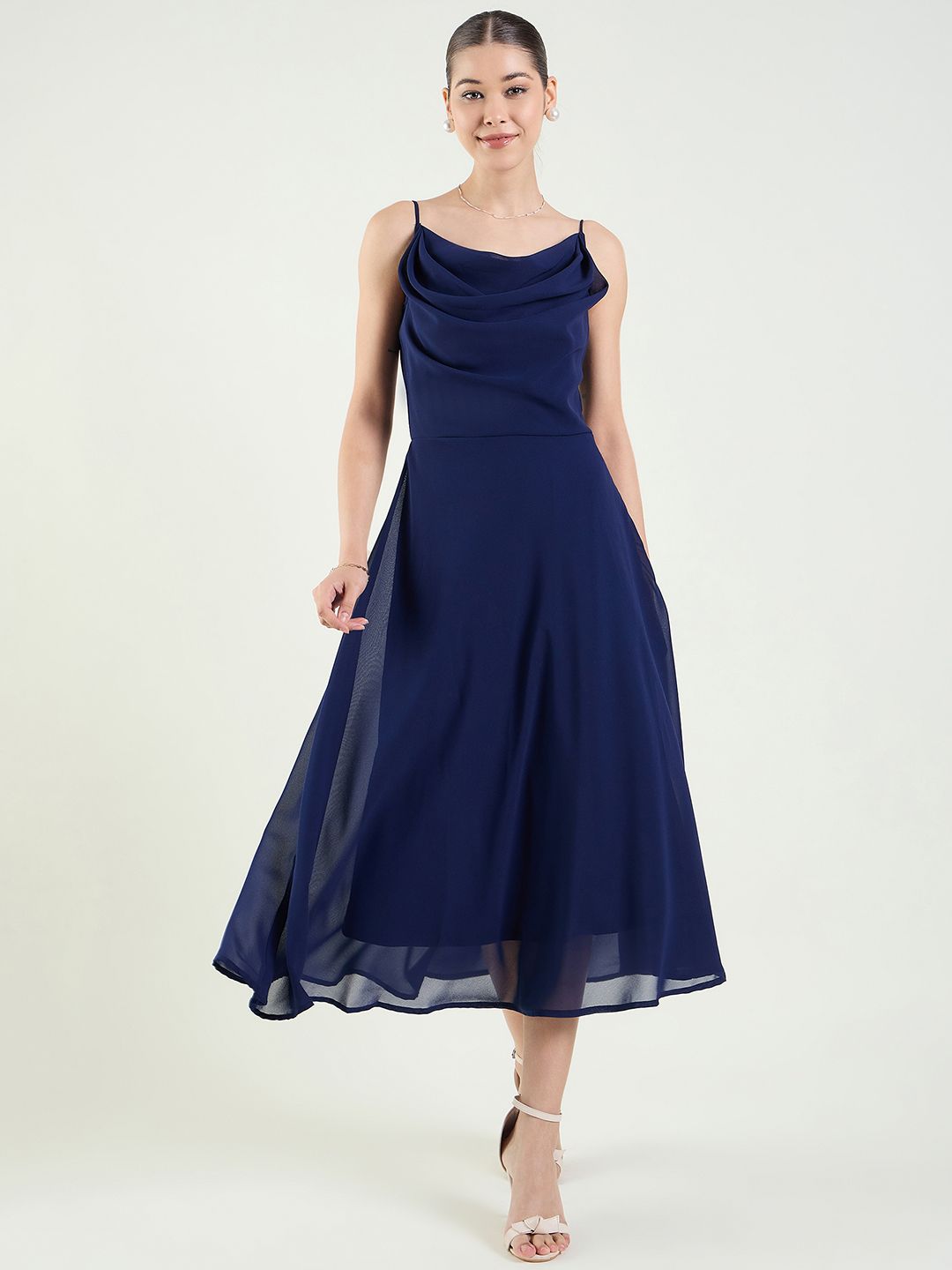 aayu Women Fit and Flare Blue Midi/Calf Length Dress-picture-11