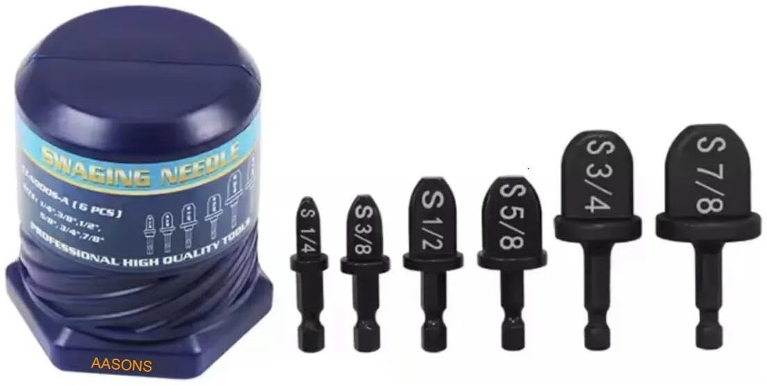 aasons Copper & Aluminium Pipe Tool Drill Machine Hex Shank Set (Swaging 6pc) HVAC Repair Kit Air Conditioner, Refrigeration, Gas Pipeline Expansion bits-picture-12