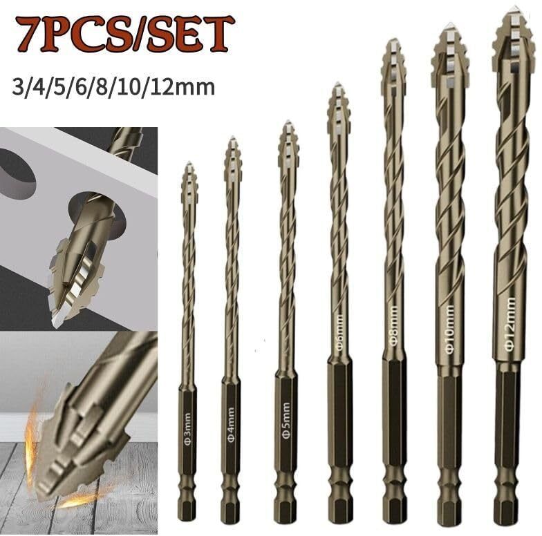 7pcs Alloy Steel Drill Bits Set 3mm to 12mm for Concrete Wood-image-8