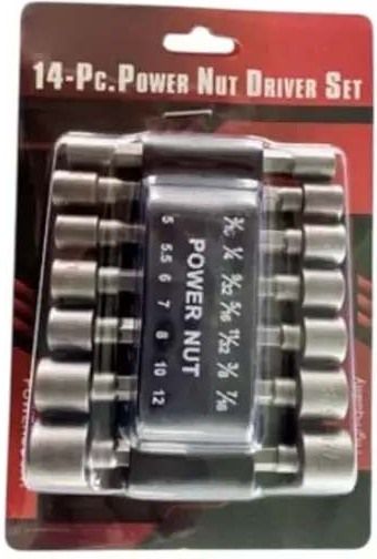 Power Nut Driver Set 14 Pc Metric Imperial 1/4 In Hex Shank Pneumatic Tool Home Repair-image-29