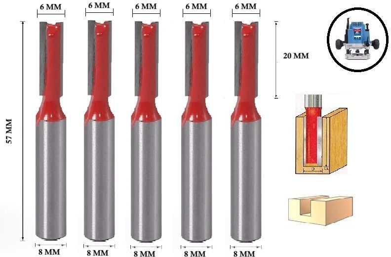 tequila [ (Shank=8mm) Straight Router Bit Set 9502 Cut Size 6 MM, Length 20 MM Rotary Bit Set-picture-10