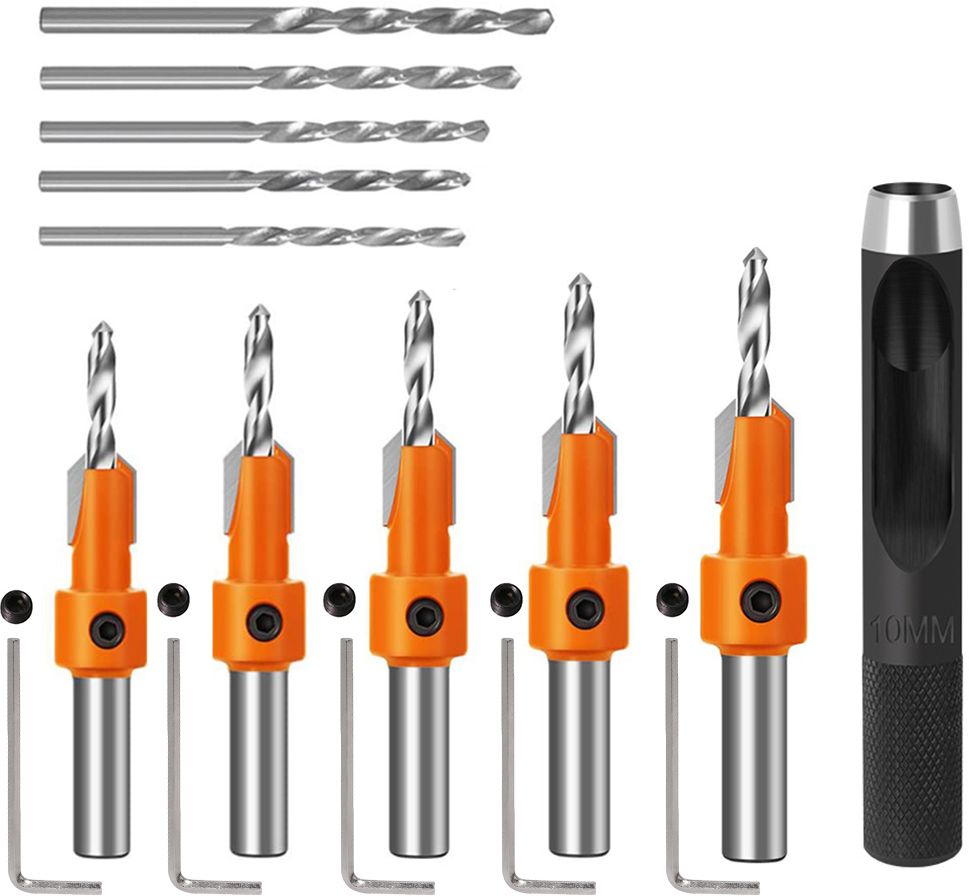 serplex 10Pcs Wood Countersink Drill Bit Set, 5Pcs Countersink Drill Bit with 5Pcs Extra 10Pcs Wood Countersink Drill Bit Set, 5Pcs Countersink Drill Bit with 5Pcs Extra Specialty Woodworking Bits Set-picture-32