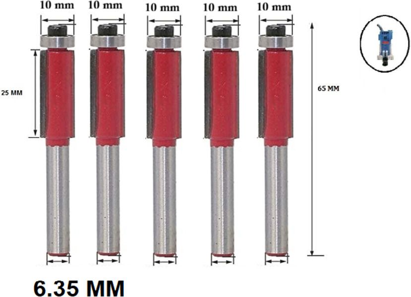 tequila [ ( Shank=6.35) TS-5 Flush Trim Trimmer Bit Set ,Dia.10 mm ,Length 25 mm Rotary Bit Set-picture-21