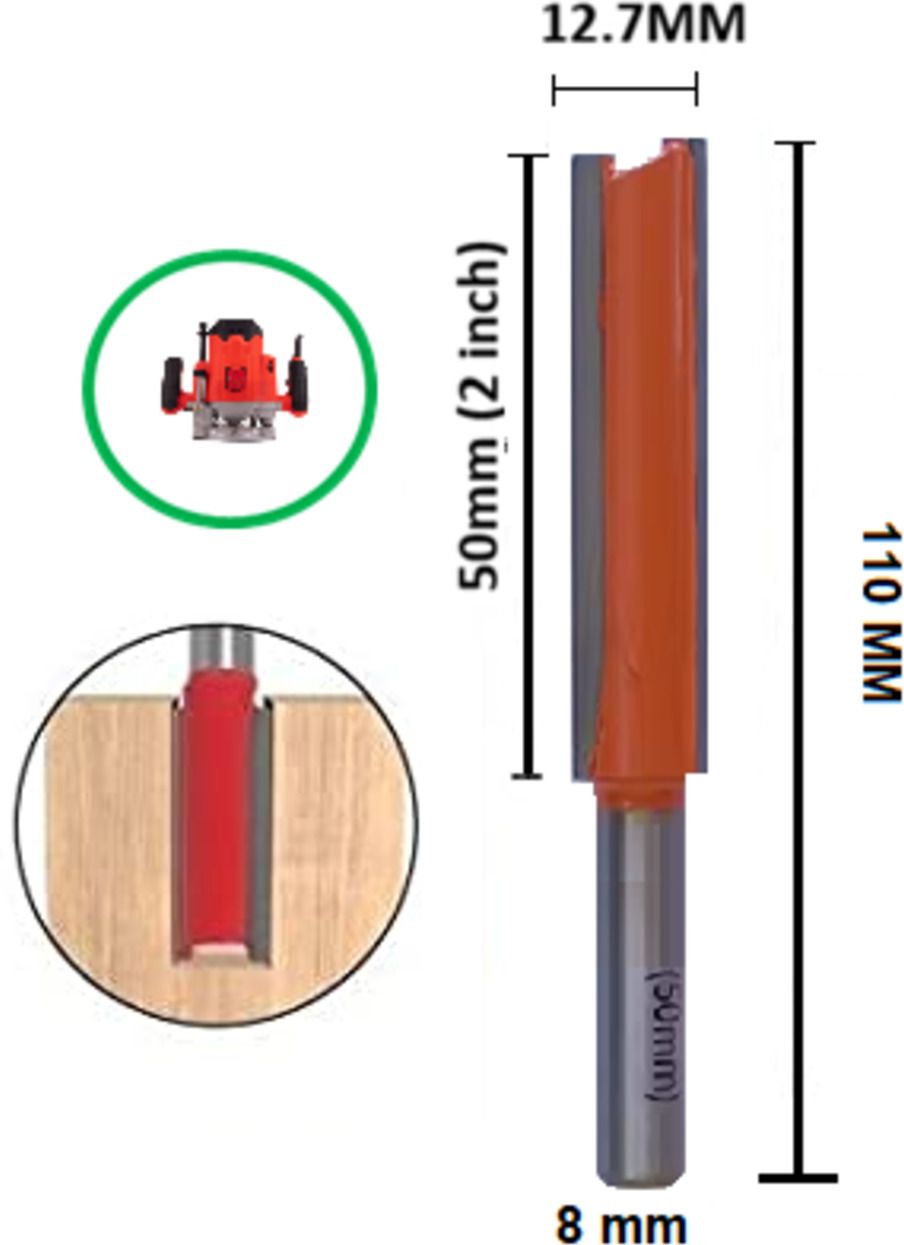 tequila [ Extra Long Straight Router Bit (Shank=8mm) ,Cutting Dia 12.7 MM, Length 50 MM Rotary Bit Set-picture-19