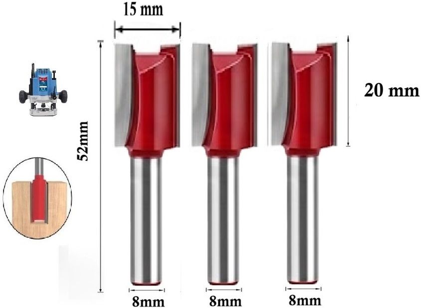 tequila [ (Shank=8mm) Straight Router Bit Set 9507 Cut Size 15 MM, Length 20 MM Rotary Bit Set-picture-43