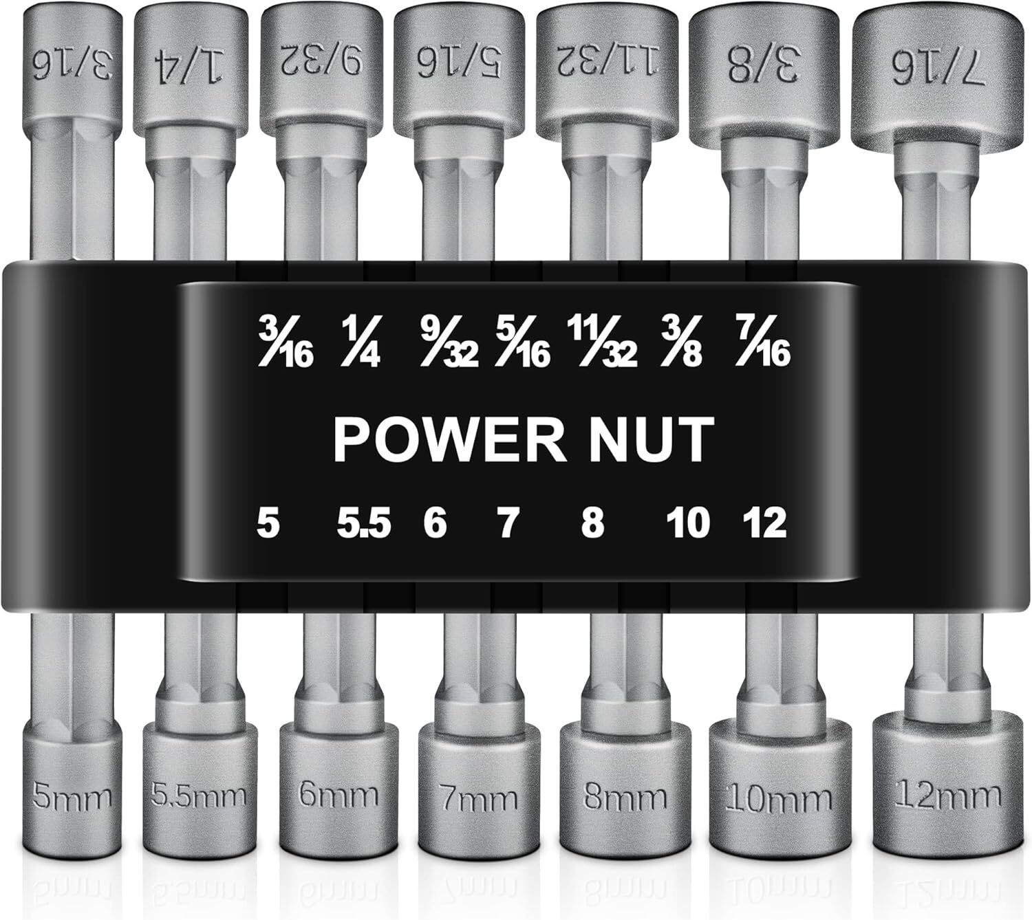 14 Piece Power Nuts Driver Drill Bit Tools Set, 1/4 inch Driver Hex Metric & SAE Socket Wrench Screw for Power Tools-image-3