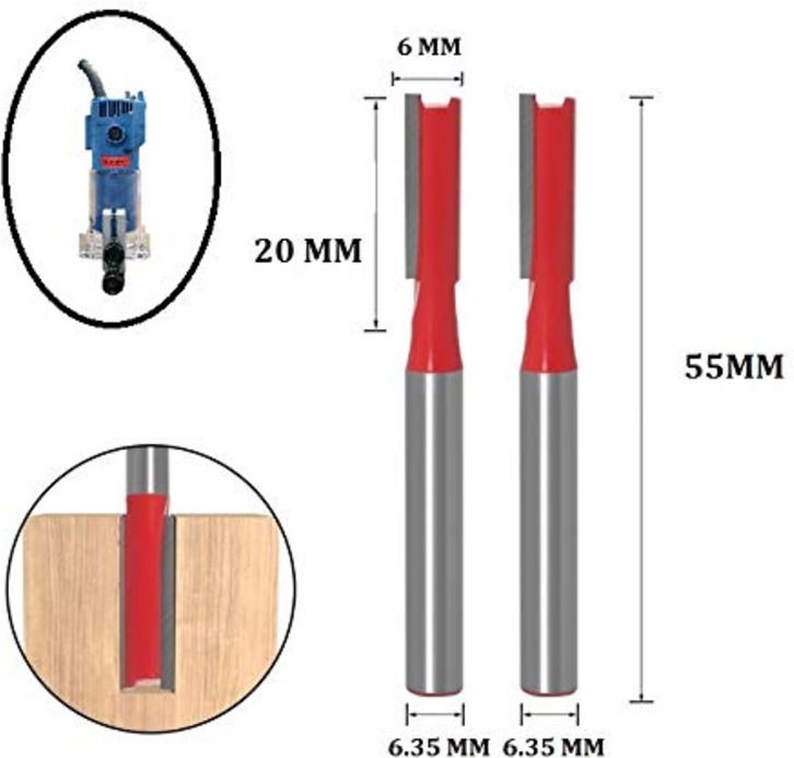 tequila ( Shank=6.35) TS-10 Straight Trimmer Bit Set ,Cut Dia.6 mm x 20 mm Specialty Woodworking Bits Set-picture-22