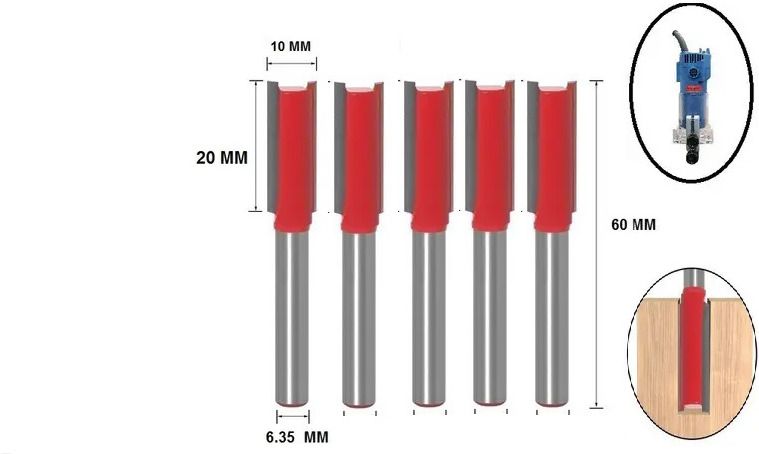 tequila [ ( Shank=6.35) TS-11A Straight Trimmer Bit Set ,Cut Dia.10 mm x 20 mm Rotary Bit Set-picture-45