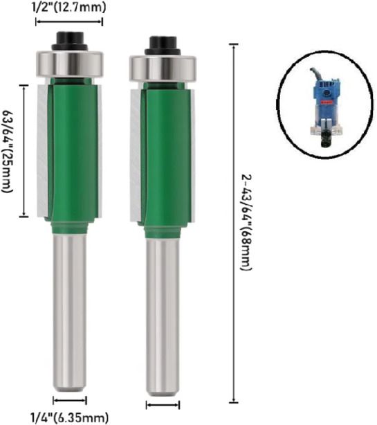 tequila [ ( Shank=6.35) TS-6 Flush Trim Trimmer Bit Set ,Dia.12.7 mm ,Length 25 mm Rotary Bit Set-picture-32