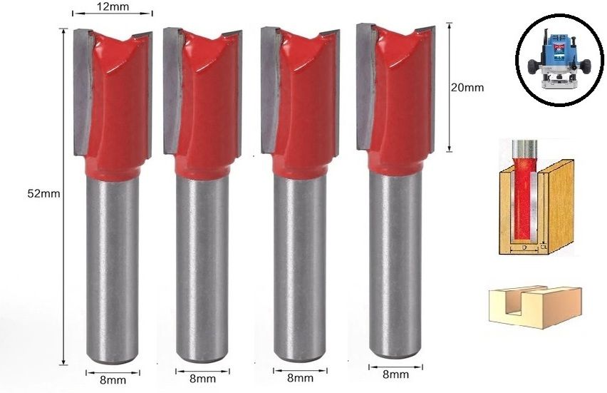 tequila [ (Shank=8mm) Straight Router Bit Set 9505 Cut Size 12 MM, Length 20 MM Rotary Bit Set-picture-7