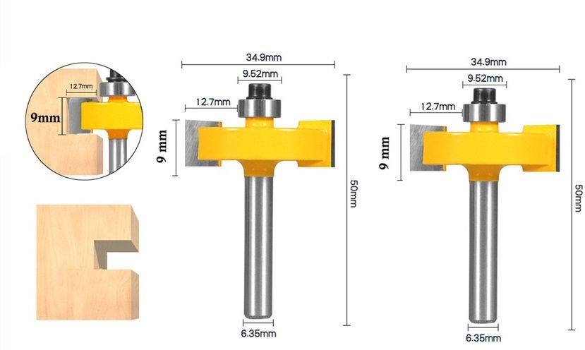 tequila [ Rabbeting/Slot Trimmer Bit Set TS43-9MM ,(Shank=6.35) Cut Size 9 mm Rotary Bit Set-picture-41