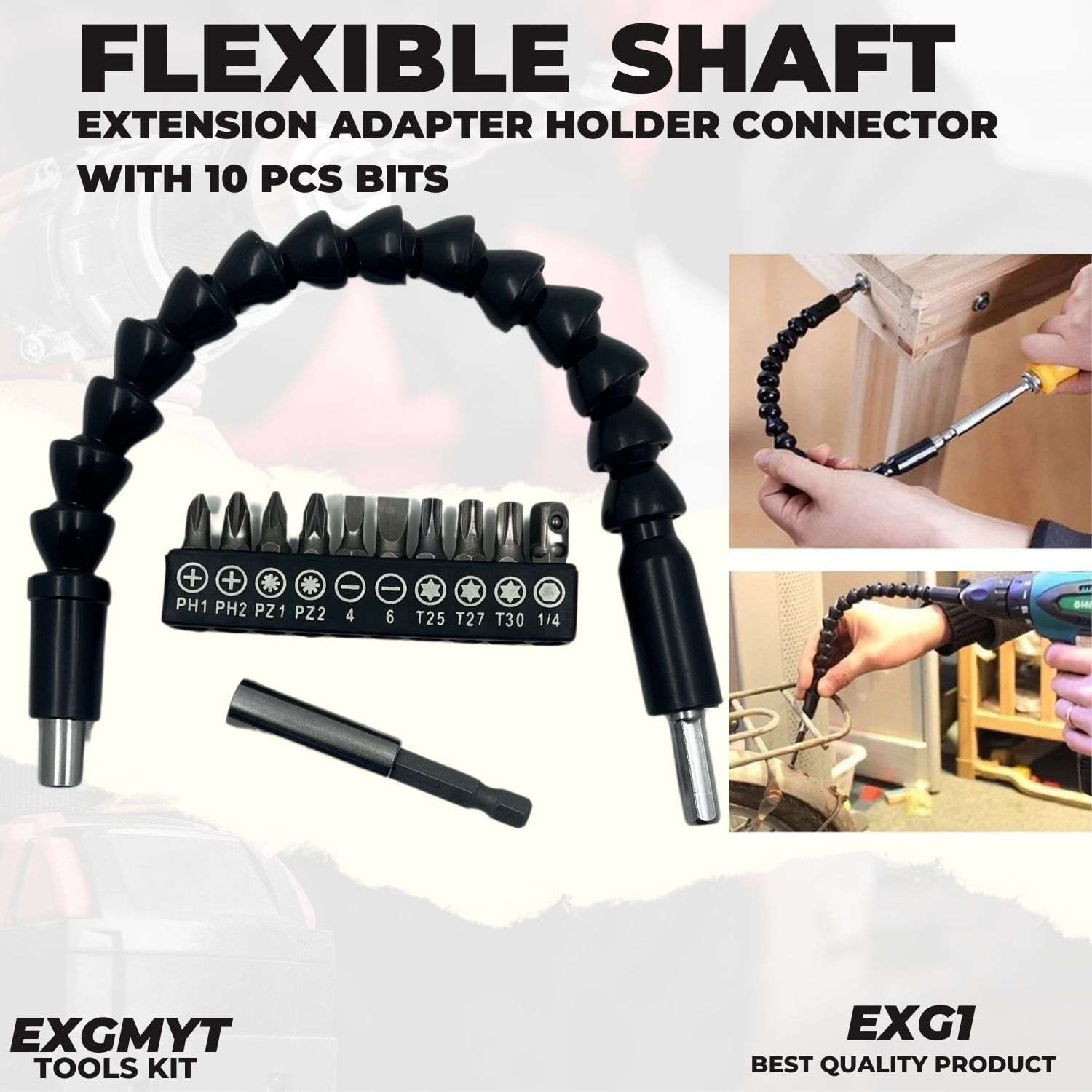 exgmyt 10Pc Bits Set with Flexible Shaft Magnetic Extension Adapter Holder Flexible Shaft Bit Holder Connecting-picture-14