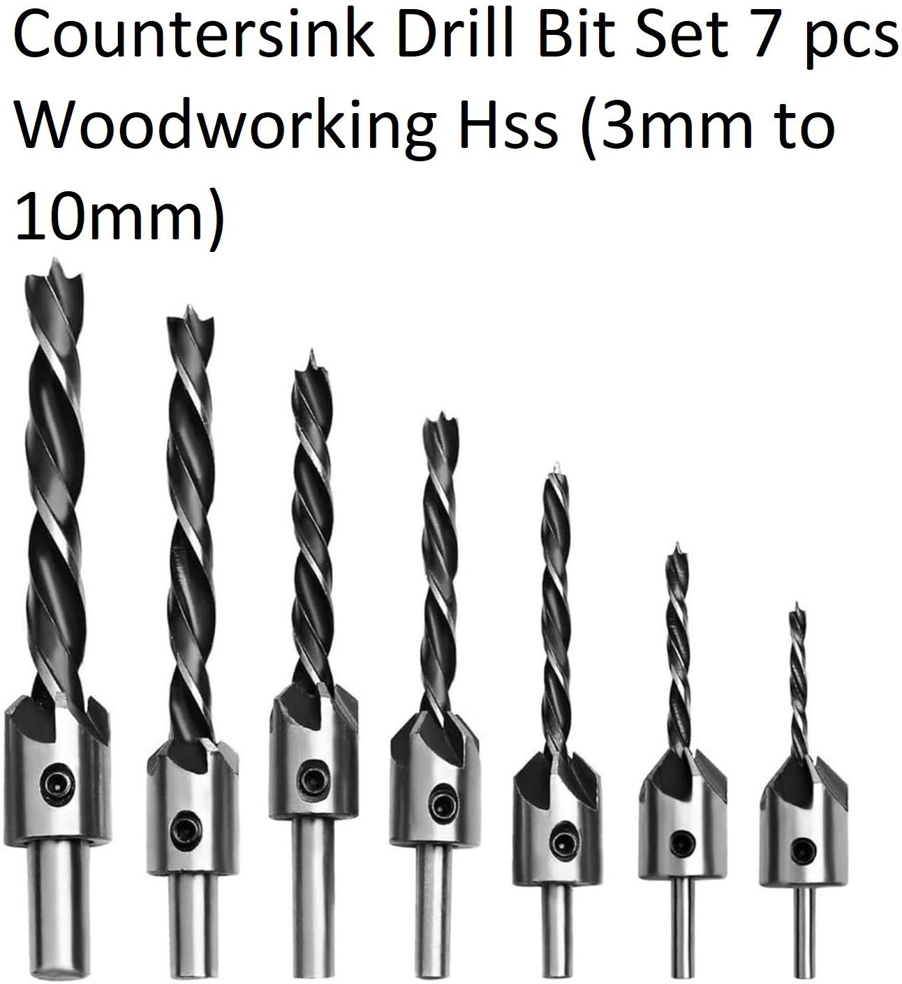 reioent HIGH QUALITY Countersink Drill Bit Set 7 pcs Woodworking Hss (3mm to 10mm) Woodworking-picture-37