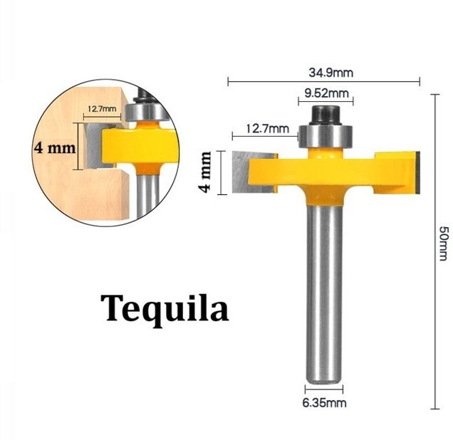 tequila [ Rabbeting/Slot Trimmer Bit Set TS41-4MM ,(Shank=6.35) Cut Size 4 mm Rotary Bit Set-picture-28