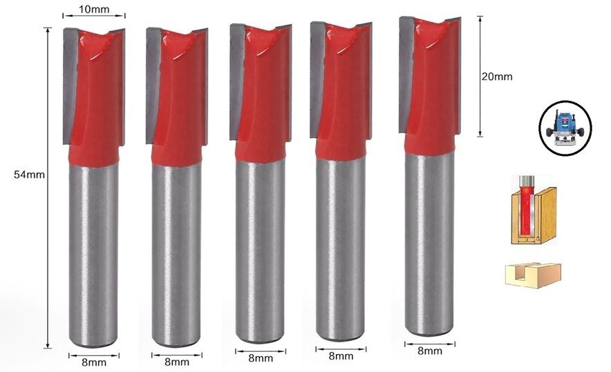 tequila [ (Shank=8mm) Straight Router Bit Set 9504 Cut Size 10 MM, Length 20 MM Rotary Bit Set-picture-46