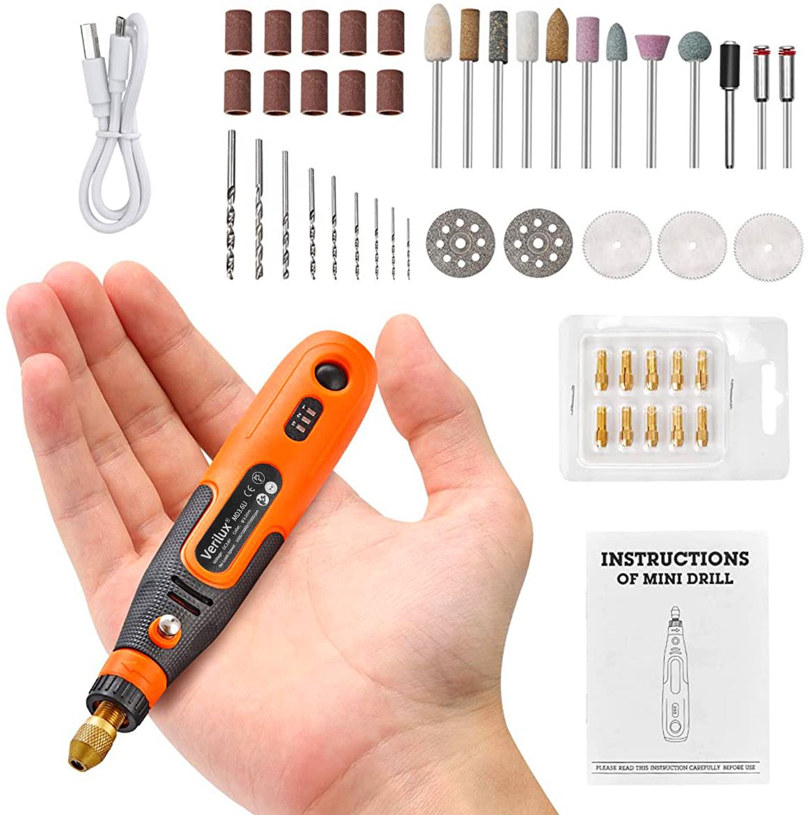 Portable Handy Drill Machine With Bits 45pcs Mini Cordless Drill Machine USB Rechargeable 3 Speed Small Drill Machine-image-17