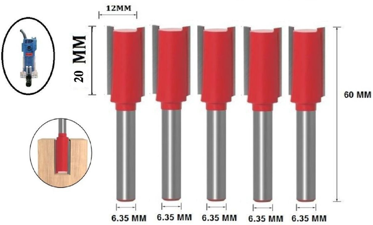 tequila [ ( Shank=6.35) TS-12 Straight Trimmer Bit Set ,Cut Dia.12 mm x 20 mm Rotary Bit Set-picture-11