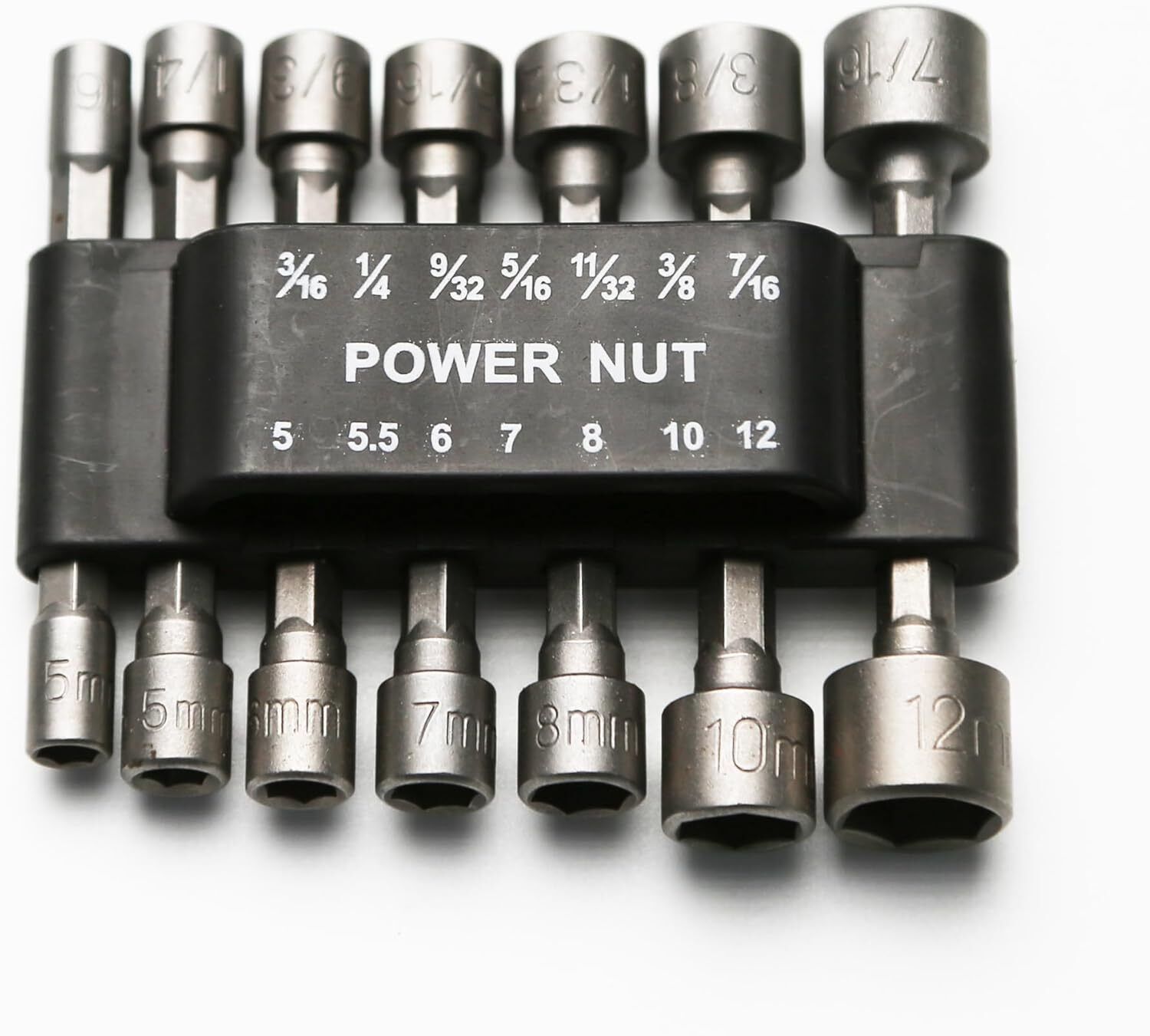 14pc Imperial and Metric Nutsetter Set Impact Power Hex Nut Driver Master Kit with 1/4 Inch Hex Shank-image-16