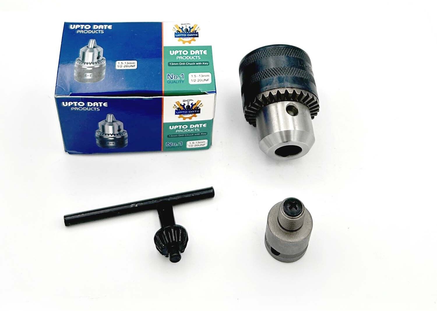 uptodateprouducts 1/2-20UNF Mount 1.5-13mm Key Drill Chuck for Air Impact Wrench Converter Conversion Tool with Chuck Key and 1/2 inch Socket Square Female Adapter-picture-8