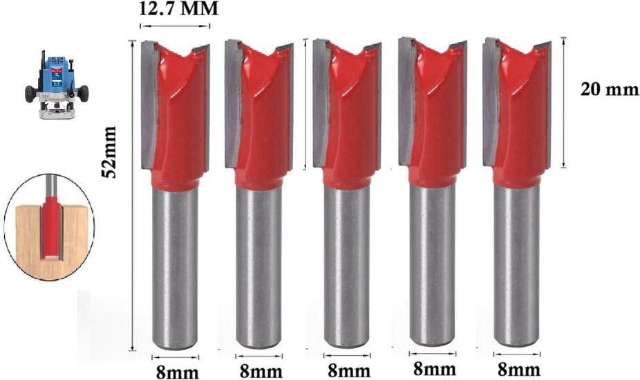 tequila [ (Shank=8mm) Straight Router Bit Set 9506, Cut Size 12.7 MM, Length 20MM Rotary Bit Set-picture-40