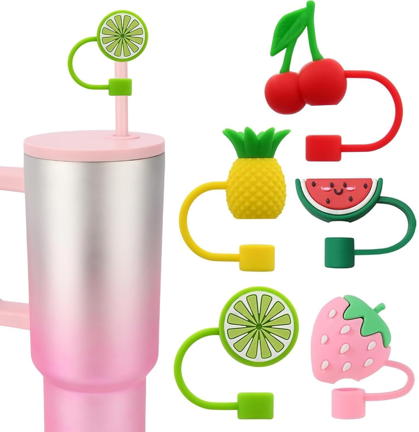 5pc Reusable Straw Cover Cap for Outdoor Activities, Home, Office, School Drinking Roulette