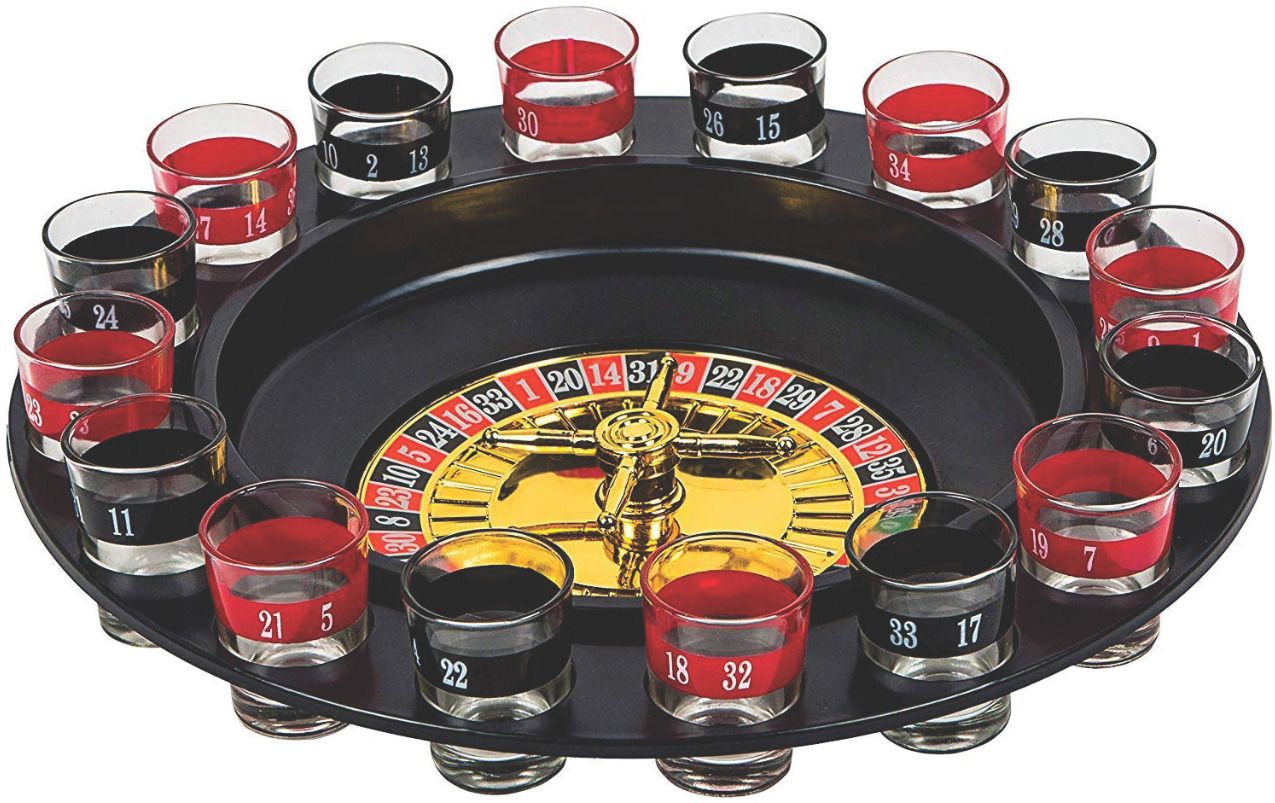 Drinking Roulette Set | Casino-Style Drinking Game with 2 Balls & 16 Glasses Drinking Roulette