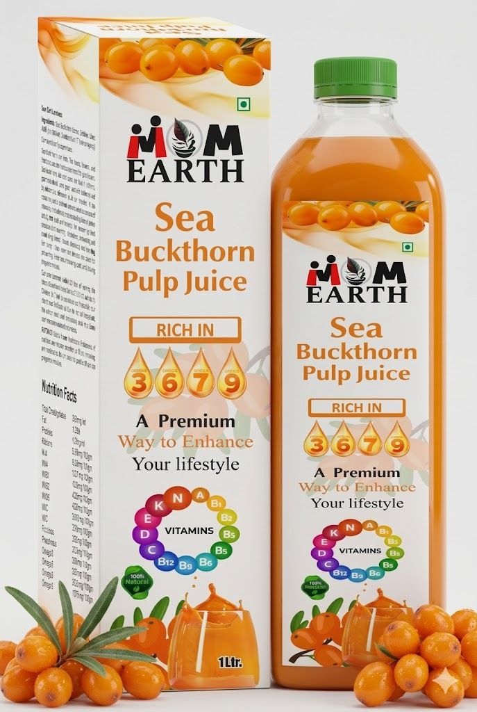 mom earth Sea Buckthorn Pulp Juice 1l| Rich in Omega 3, 6, 7, 9, Vitamin C-picture-10