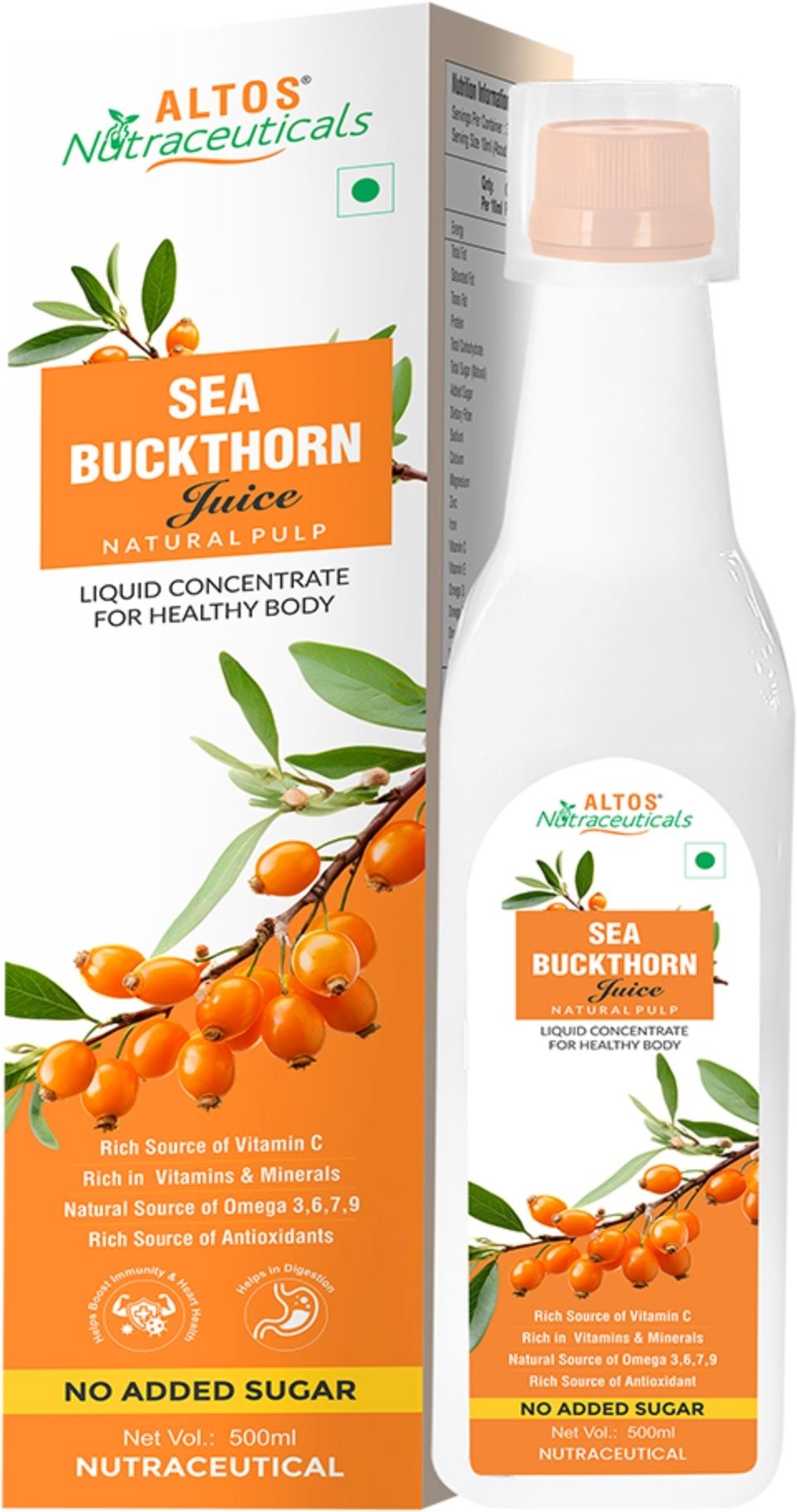 altos Sea Buckthorn Juice Natural Pulp Vitamin C Omega 7 Immunity Booster Sugar Free-picture-0